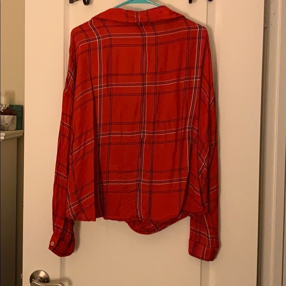 Dark Coral Plus Size Flannel - Picture 2 of 4